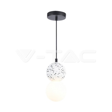 LED Пендел Дизайн Мрамор + Стъкло Бяло Тяло