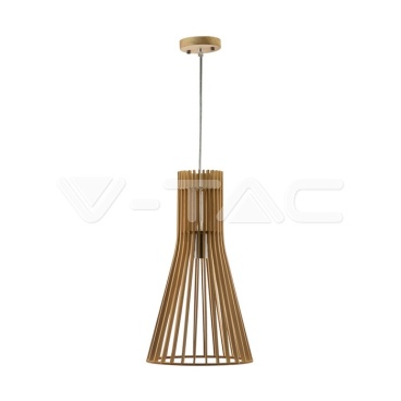 Дървен Пендел E27 Дърво + Хром Конус D250*H450MM