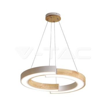 LED Осветител 32W Висящ (43*100) 3000К Бяло Тяло С Дърво - rZ commerce LED Осветител 32W Висящ (43*100) 3000К Бяло Тяло С Дърво