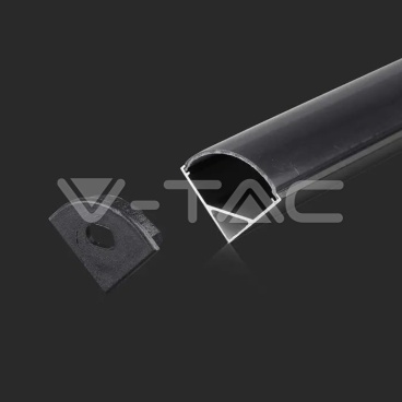 Монтажен Kит С Дифузер За ЛЕД Лента Алуминиев Черен 2000* 15.8*15.8MM
