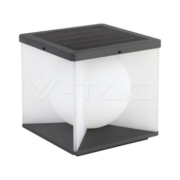 3W LED Соларна Градинска Лампа (205A-205A-183mm) 3000K Черно-бяло Тяло