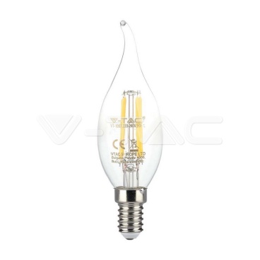 LED Крушка - 4W Filament E14 Кендъл Пламък 3000K 400Lm