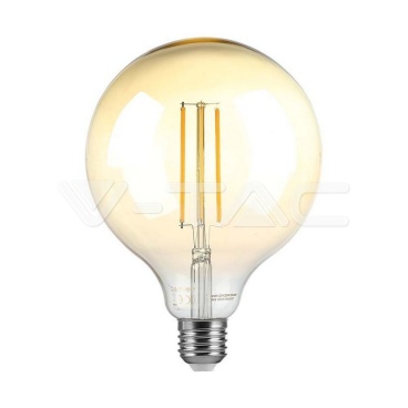 LED Крушка - 8W Filament E27 G125 Амбър Димиращ 3000K 700Lm - rZ commerce LED Крушка - 8W Filament E27 G125 Амбър Димиращ 3000K 700Lm