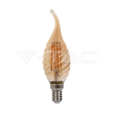LED Крушка - 4W Filament E14 Кендъл Амбър Спирала Плам 2200K - rZ commerce LED Крушка - 4W Filament E14 Кендъл Амбър Спирала Плам 2200K