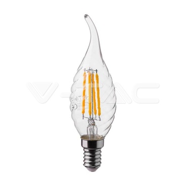 LED Крушка - 4W Filament E14 Кендъл Спирала Пламък 6400K 400Lm - rZ commerce LED Крушка - 4W Filament E14 Кендъл Спирала Пламък 6400K 400Lm