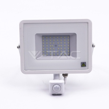 50W LED Прожектор Със Сензор SAMSUNG ЧИП Бяло Тяло 6400К - rZ commerce 50W LED Прожектор Със Сензор SAMSUNG ЧИП Бяло Тяло 6400К