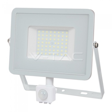 50W LED Прожектор Със Сензор SAMSUNG ЧИП Бяло Тяло 3000К - rZ commerce 50W LED Прожектор Със Сензор SAMSUNG ЧИП Бяло Тяло 3000К
