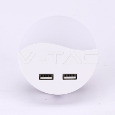 LED Нощна Лампа За Контакт С USB Кръгла 3000K - rZ commerce LED Нощна Лампа За Контакт С USB Кръгла 3000K