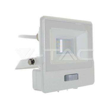 10W LED Прожектор PIR Сензор SAMSUNG ЧИП Бяло Тяло 3000К 1М Кабел