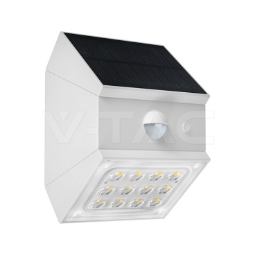 2.5W LED Соларна Стенна Със Сензор 1200mAh 3.7V CCT:3IN1 Бяло Тяло