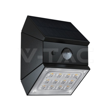 2.5W LED Соларна Стенна Със Сензор 1200mAh 3.7V CCT:3IN1 Черно Тяло