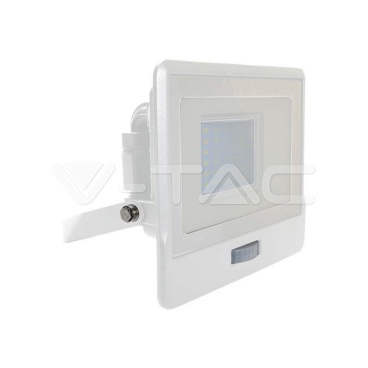 30W LED Прожектор PIR Сензор SAMSUNG ЧИП Бяло Тяло 6400К