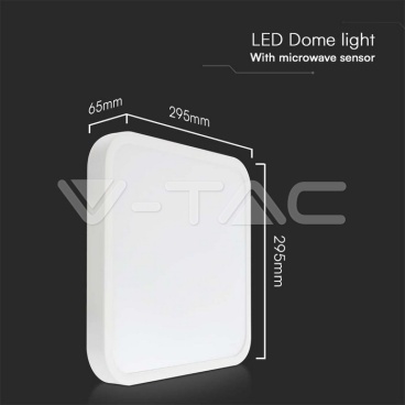 18W LED плафон със сензор SAMSUNG чип 4000k IP44 1800lm квадрат бял с дистанционно - rZ commerce 18W LED плафон със сензор SAMSUNG чип 4000k IP44 1800lm квадрат бял с дистанционно