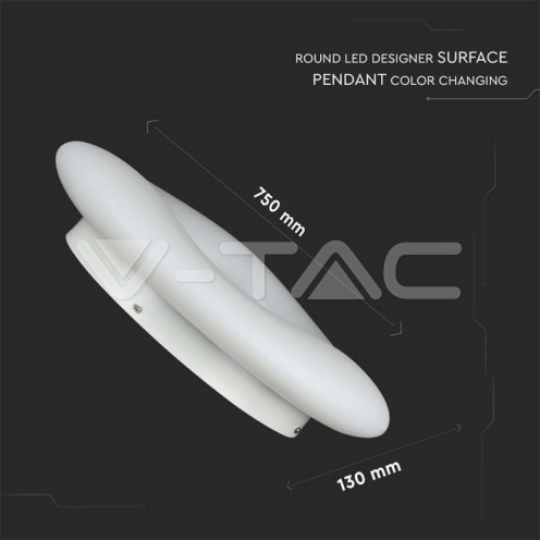 80W Пендел/Плафон Кръг 3 Цветен D:750*H:120 Димиращ Бял - изглед 2