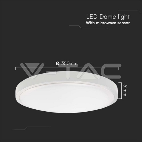 24W LED Плафон Сензор SAMSUNG Chip 3000K 2500Lm Кръг Бяла Рамка IP44 - изглед 5