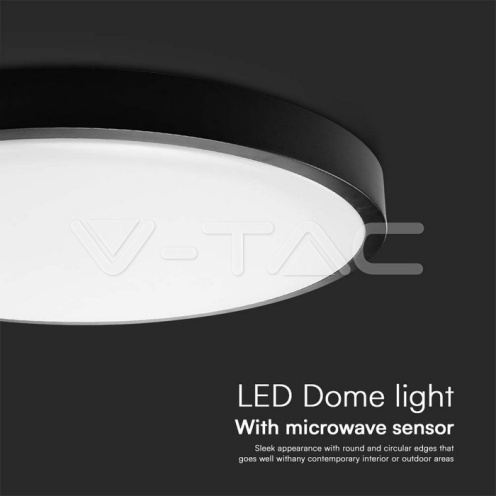 18W LED Плафон Кръг Микровълнов Сензор Черна Рамка 4000К IP44 - изглед 2 - rZ commerce 18W LED Плафон Кръг Микровълнов Сензор Черна Рамка 4000К IP44 - изглед 2