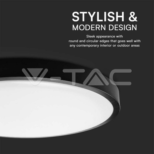 24W LED Плафон SAMSUNG Чип 3000K Кръг Черна Рамка IP44 - изглед 4 - rZ commerce 24W LED Плафон SAMSUNG Чип 3000K Кръг Черна Рамка IP44 - изглед 4