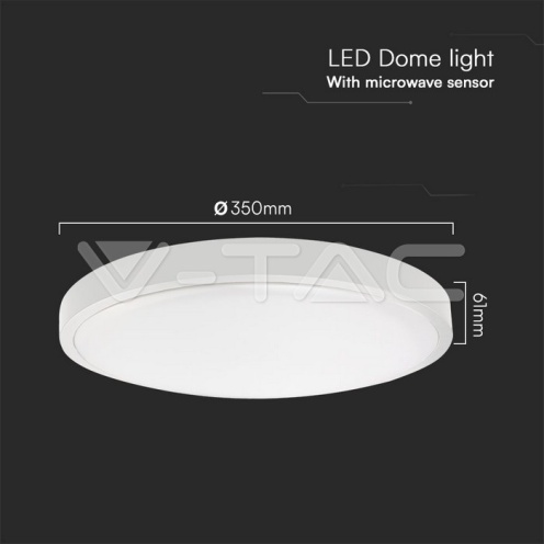 24W LED Плафон Сензор SAMSUNG Чип 3000K Кръг Бяла Рамка IP44 - изглед 10