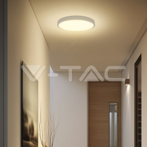 18W LED Плафон Сензор SAMSUNG Чип 3000K Кръг Бяла Рамка IP44 - изглед 12