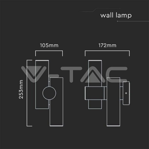 2x2.6W Стенен Спот Бял 4000К IP44 - изглед 2