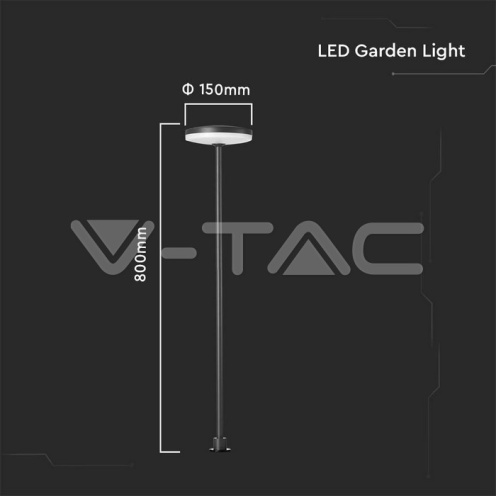 12W LED Градинско Колче D150xH800 3000K Антрацит IP65 - изглед 1