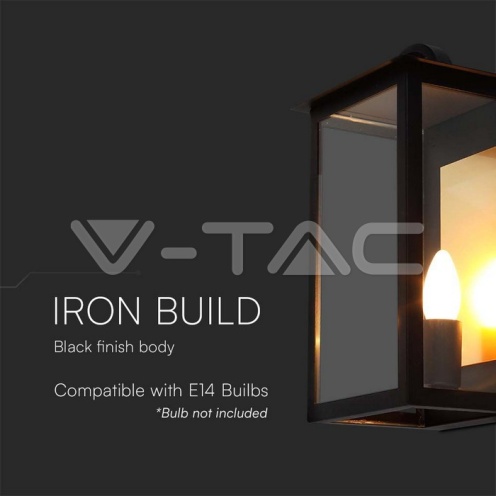 E14 Outdoor Lamp Holder (W200*D168*H350мм) Черно Тяло IP65 - изглед 4