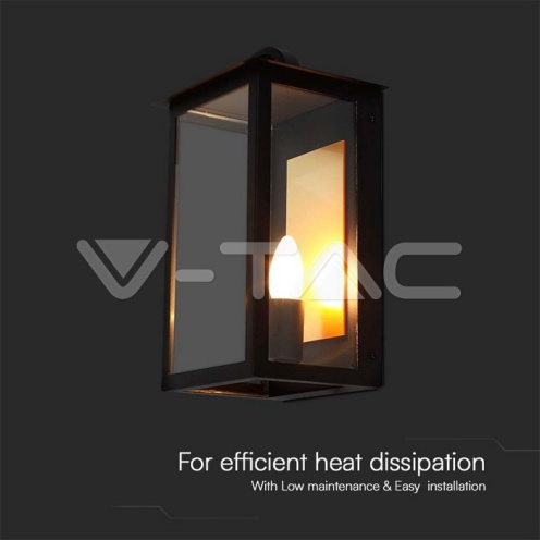 E14 Outdoor Lamp Holder (W200*D168*H350мм) Черно Тяло IP65 - изглед 3