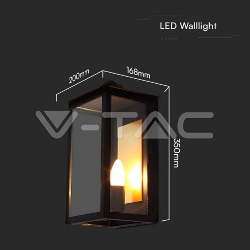E14 Outdoor Lamp Holder (W200*D168*H350мм) Черно Тяло IP65 - изглед 6