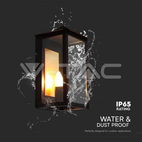E14 Outdoor Lamp Holder (W200*D168*H350мм) Черно Тяло IP65 - изглед 5