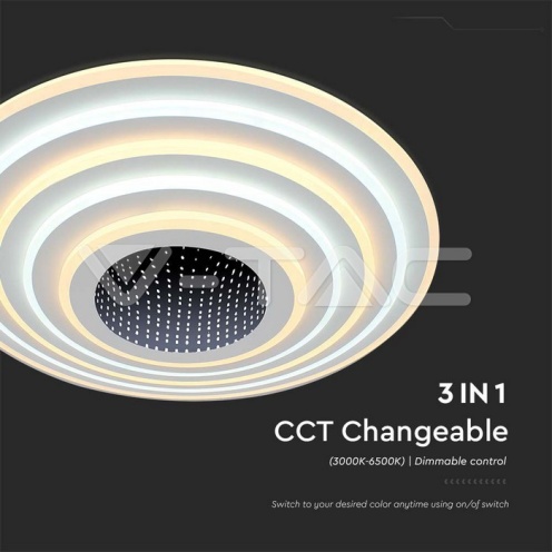 125W LED Осветител За Таван (D50*7CM) CCT: 3000K+6000K Димираща + Дистанционно - изглед 5 - rZ commerce 125W LED Осветител За Таван (D50*7CM) CCT: 3000K+6000K Димираща + Дистанционно - изглед 5