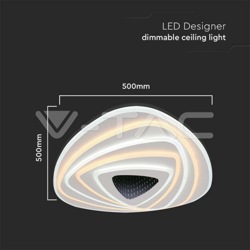 120W LED Осветител За Таван (51*50*7CM) CCT: 3000K+6000K Димираща + Дистанционно - изглед 7