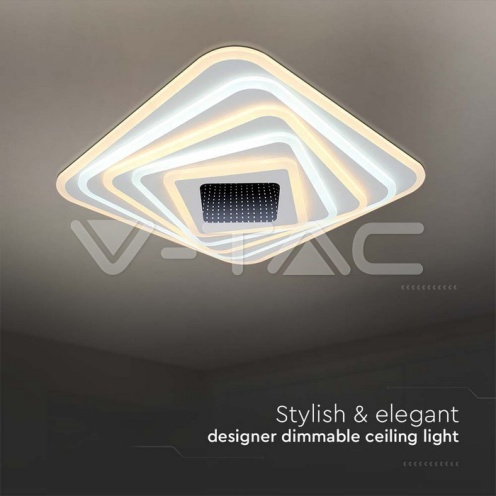150W LED Осветител За Таван (50*50*7CM) CCT: 3000K+6000K Димираща + Дистанционно - изглед 4
