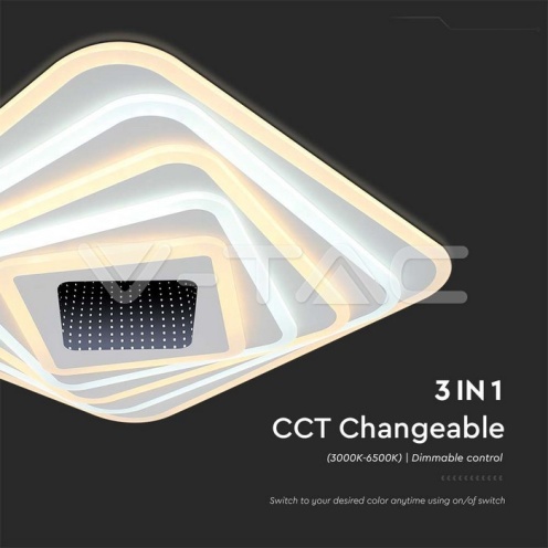 150W LED Осветител За Таван (50*50*7CM) CCT: 3000K+6000K Димираща + Дистанционно - изглед 3