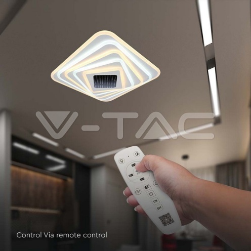 150W LED Осветител За Таван (50*50*7CM) CCT: 3000K+6000K Димираща + Дистанционно - изглед 5