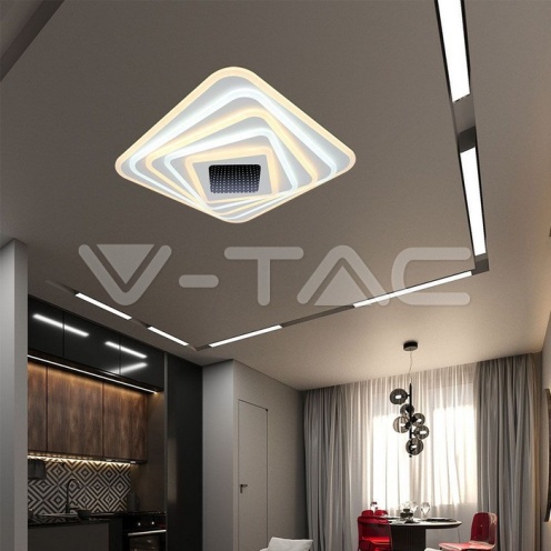 150W LED Осветител За Таван (50*50*7CM) CCT: 3000K+6000K Димираща + Дистанционно - изглед 8