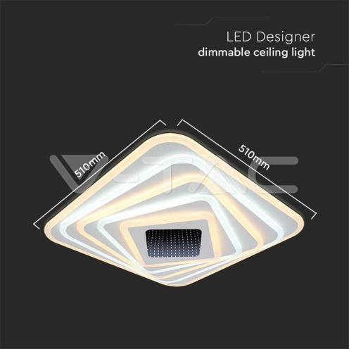 150W LED Осветител За Таван (50*50*7CM) CCT: 3000K+6000K Димираща + Дистанционно - изглед 7