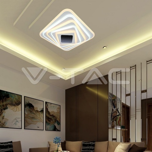 150W LED Осветител За Таван (50*50*7CM) CCT: 3000K+6000K Димираща + Дистанционно - изглед 9