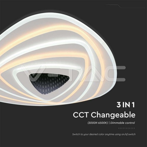 120W LED Осветител За Таван (51*50*7CM) CCT: 3000K+6000K Димираща + Дистанционно - изглед 3