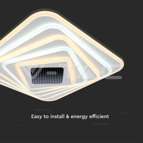 150W LED Осветител За Таван (50*50*7CM) CCT: 3000K+6000K Димираща + Дистанционно - изглед 2
