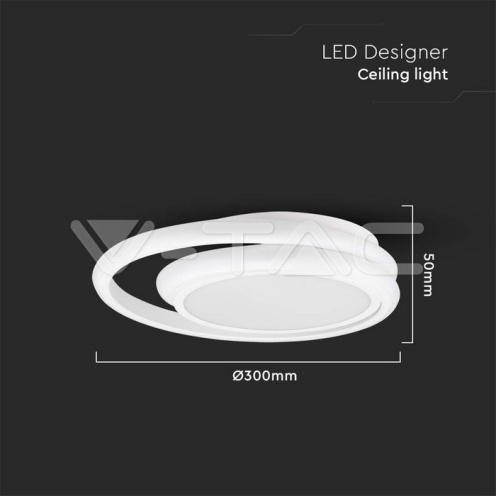 LED Осветител 24W плафон 4000К бял двоен кръг 2560Lm - изглед 6