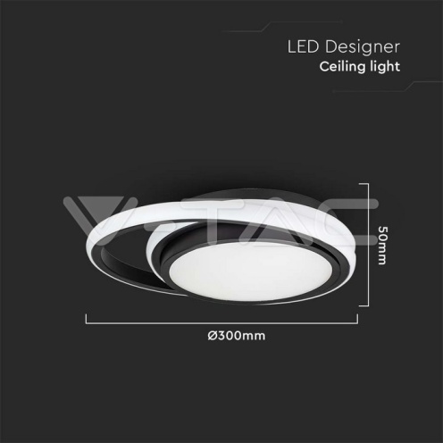 LED Осветител 24W Плафон 4000К Черен Двоен Кръг 2560Lm - изглед 6