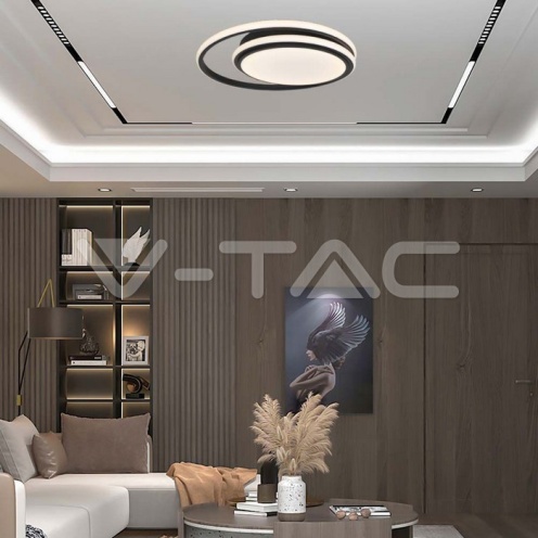 LED Осветител 24W Плафон 4000К Черен Двоен Кръг 2560Lm - изглед 8