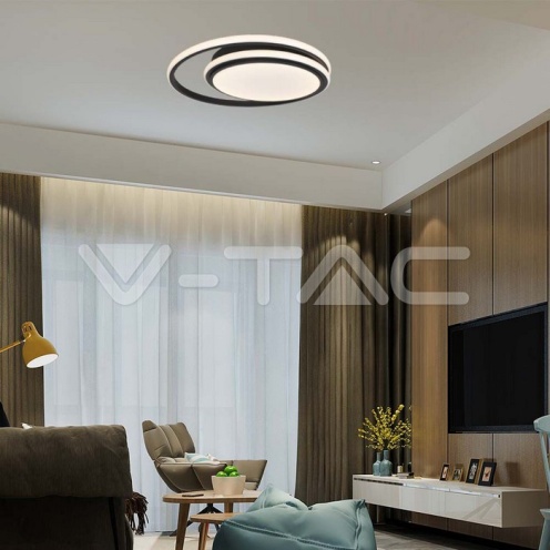 LED Осветител 24W Плафон 4000К Черен Двоен Кръг 2560Lm - изглед 7