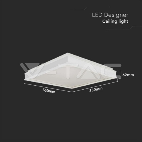 LED Осветител 18W Квадрат За Таван Бяла Рамка 4000K Димиращ - изглед 5