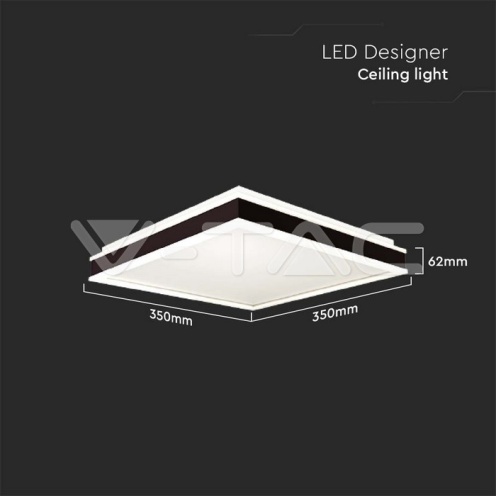 LED Осветител 18W Квадрат за таван черна рамка 4000K димиращ 1490Lm - изглед 5