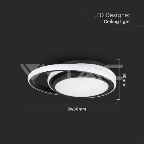 LED Осветител 38W Плафон 4000K Черен Двоен Кръг - изглед 6