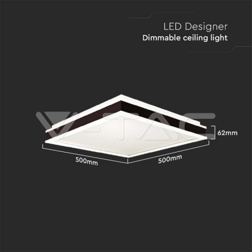 LED Осветител 48W Квадрат за Таван Черна Рамка 4000K димиращ - изглед 5