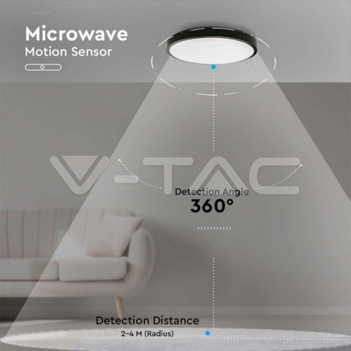 30W LED Плафон Кръг Микровълнов Сензор Черна Рамка 4000К IP44 - изглед 4 - rZ commerce 30W LED Плафон Кръг Микровълнов Сензор Черна Рамка 4000К IP44 - изглед 4