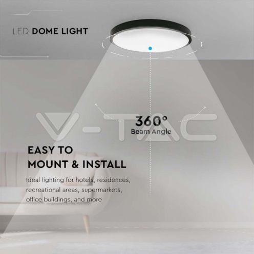 18W LED Плафон Кръг Черна Рамка 3000К IP44 - изглед 8