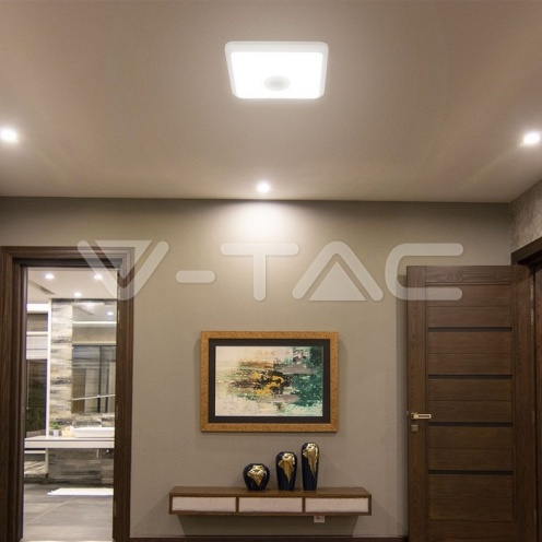 12W LED Плафон Със Сензор SAMSUNG Чип 3 в 1 Квадрат Бяло Тяло - изглед 4 - rZ commerce 12W LED Плафон Със Сензор SAMSUNG Чип 3 в 1 Квадрат Бяло Тяло - изглед 4